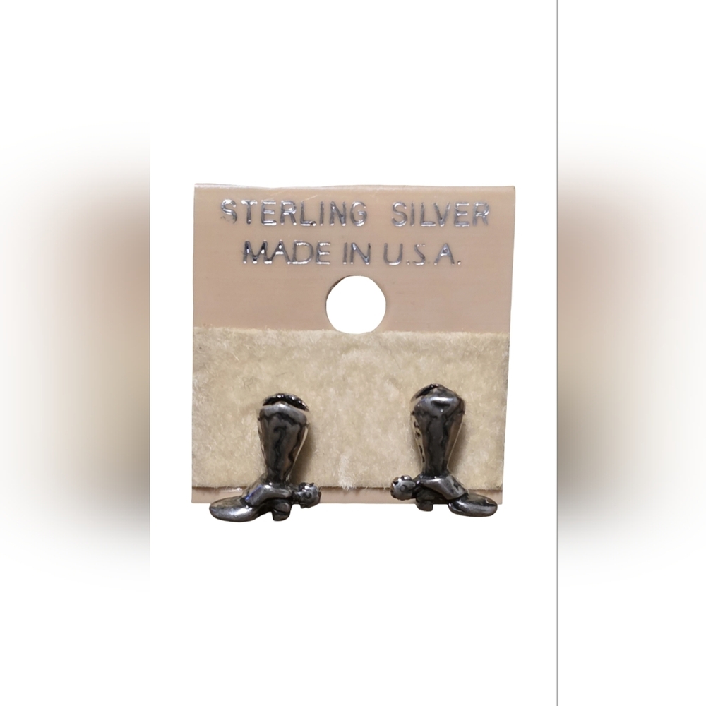 Vintage Sterling Silver Cowboy Boot Earrings